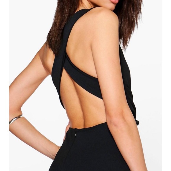 Last one! NWT black plunging open back midi dress - Picture 2 of 3